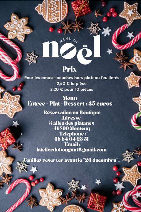 Menu de Noël à l'Atelier du Bon Goût
