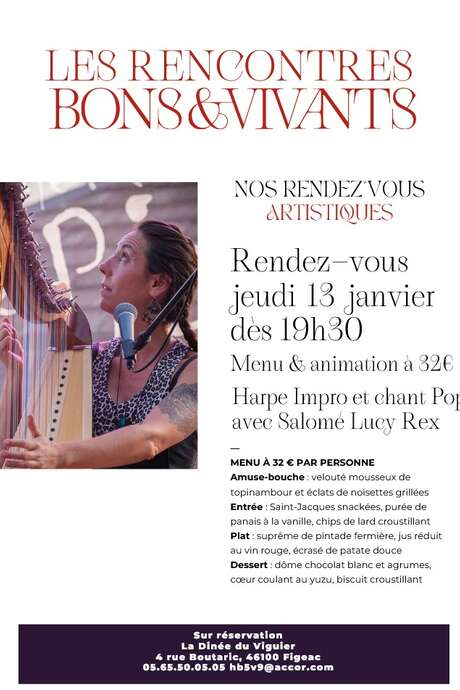 Dimanches hors du temps au Viguier du Roy de Figeac, Harpe Impro et chant Pop !