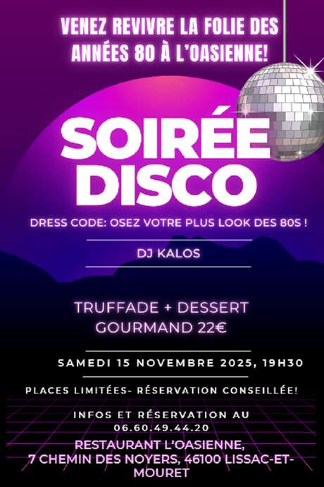 Soirée Disco à l'Oasienne de Lissac-et-Mouret