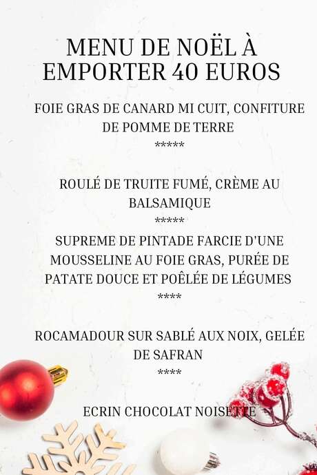 Menu de noël à emporter à La Bergerie