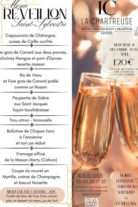 Menu de réveillon à La Chartreuse