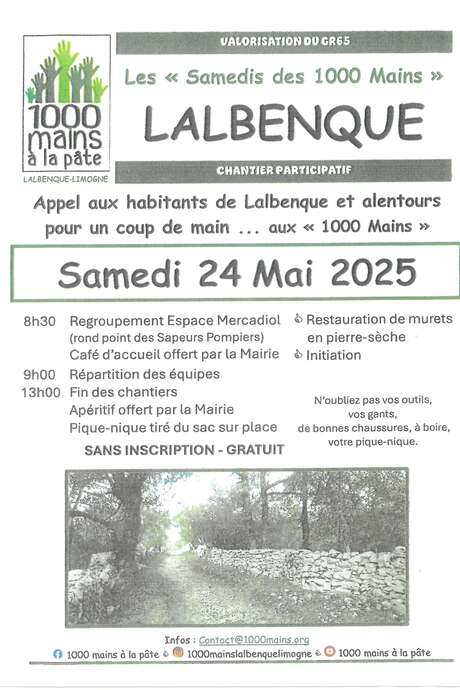 Chantier participatif des 1000 mains à la pâte à Lalbenque