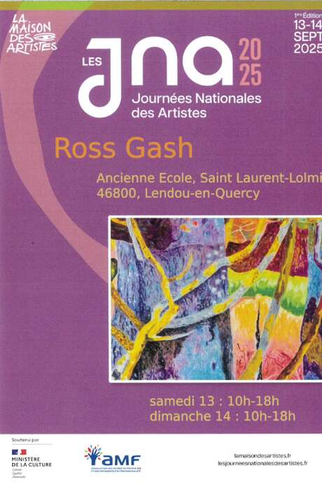 Journées Nationales des Artistes 2025 : Ross Gash Journées Nationales des Artistes 2025 : Ross Gash