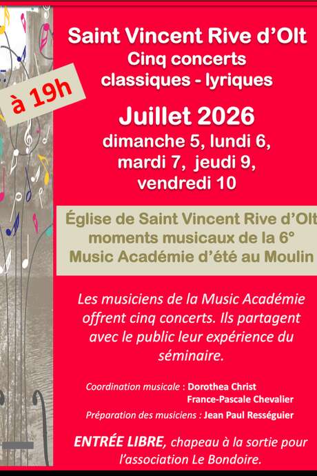 Concerts de la la sixième Académie Musicale