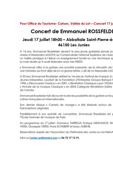 Concert de Emmanuel Rossfelder à l'Abbatiale des Junies