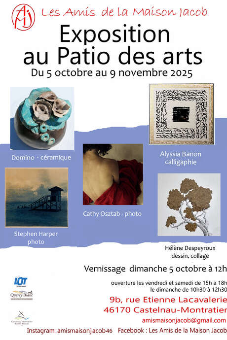 Exposition de photographies, dessins, collage, céramique et calligraphie au Patio des Arts