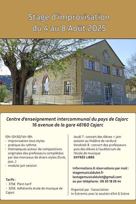 Stages et concerts  à Cajarc : rencontre du Jazz et des Musiques Actuelles