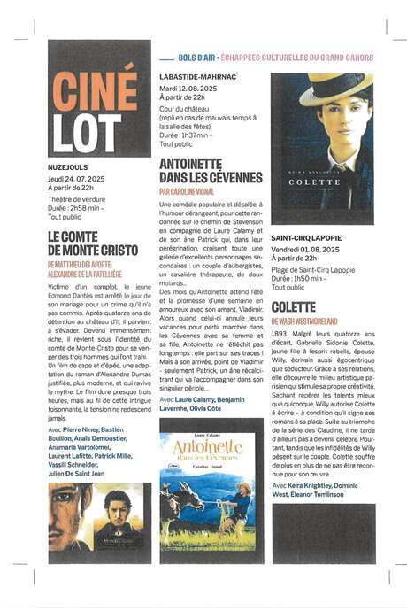 Cinéma en plein air à Nuzéjouls: "Le comte de Monte Cristo"