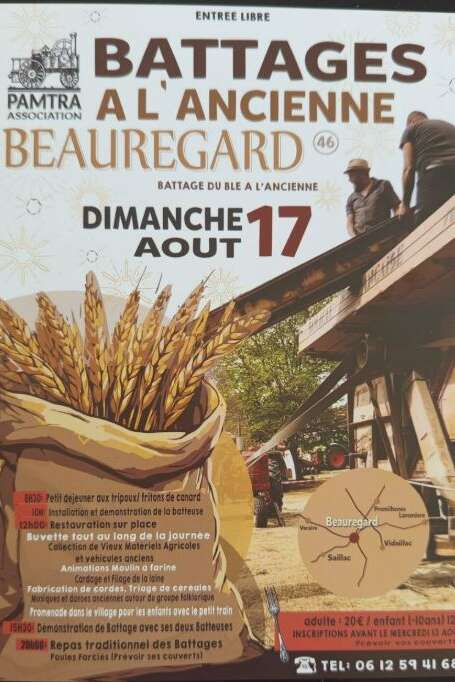 Battage à l'ancienne à Beauregard