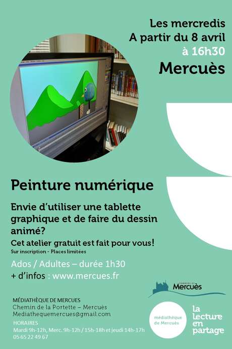 Atelier Peinture Numérique pour ados/adultes à la médiathèque de Mercuès