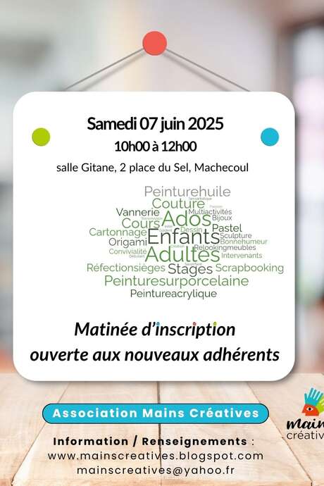 MATINEE D'INSCRIPTION D'ACTIVITES ARTISTIQUES ET CREATIVES