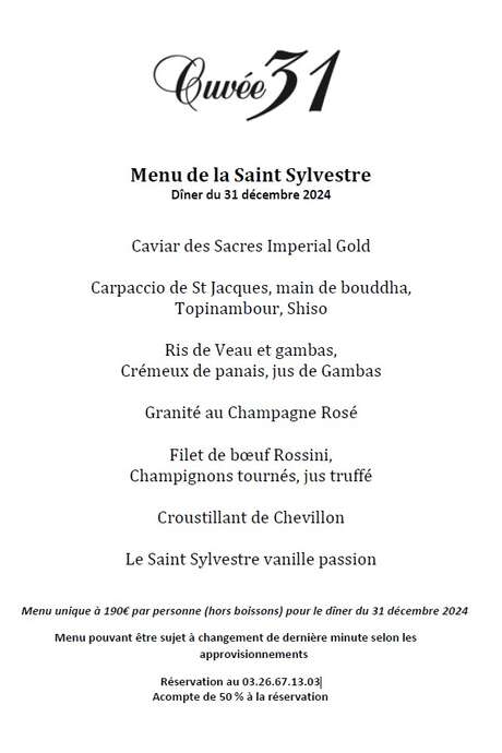 Cuvée 31 : Menu de la Saint Sylvestre