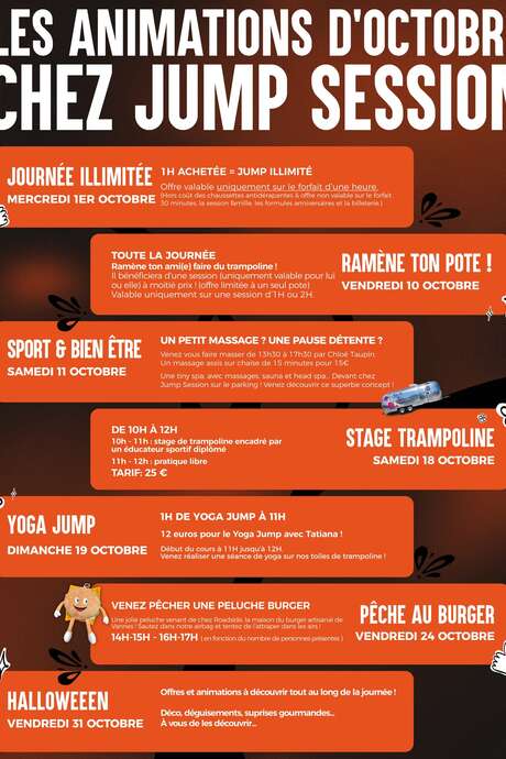 Les animations d'octobre chez Jump Session