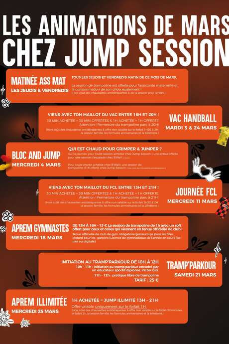 Les animations de mars chez Jump Session