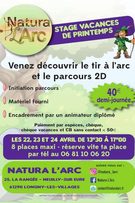 Stage vacances de printemps Natura l'arc