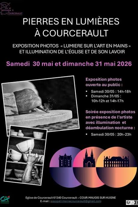 Exposition photos « Lumière sur l’art en mains » et illuminations de l’église Saint-Pierre et du lavoir