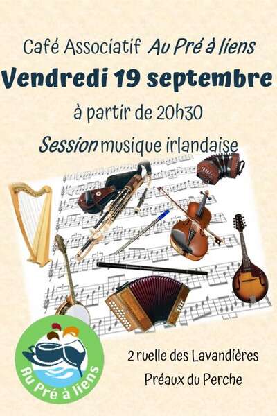 Session musique irlandaise au café associatif "Au Pré à liens"