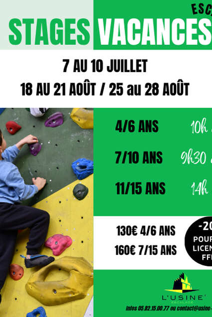 Stages Vacances Enfants Escalade