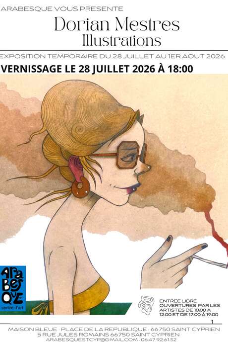 EXPOSITION "ILLUSTRATIONS" DE DORIAN MESTRES –– CHEZ ARABESQUE