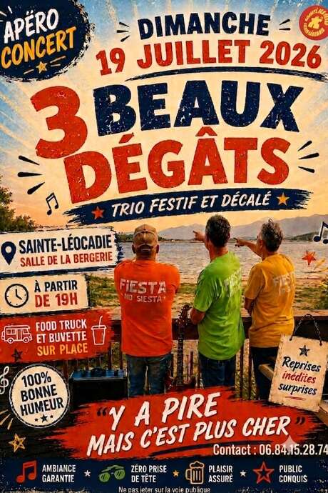 APÉRO CONCERT "3 BEAUX DÉGÂTS" TRIO FESTIF ET DÉCALÉ