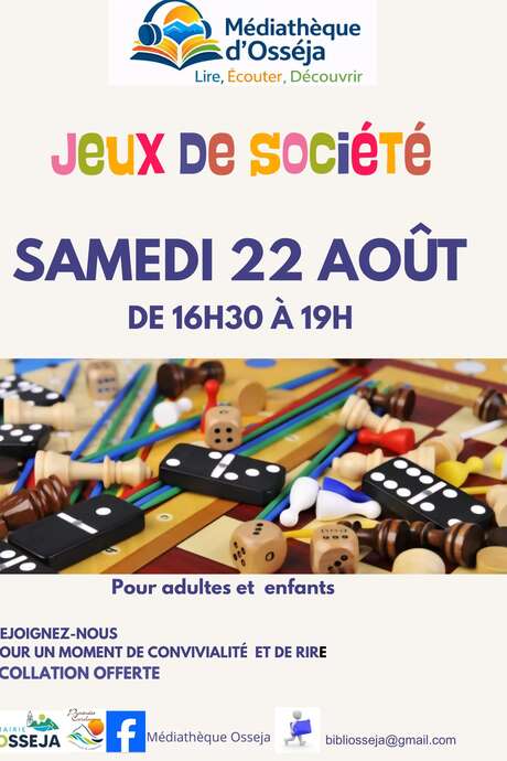 LES ANIMATIONS DE LA MEDIATHEQUE - OSSEJA : JEUX DE SOCIÉTÉ