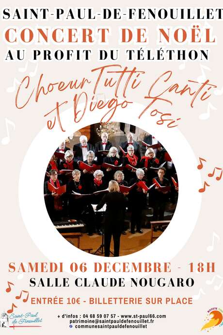 CONCERT DE NOËL "CHOEUR TUTTI CANTI" AVEC LA PARTICIPATION DE DIEGO TOSI - AU PROFIT DU TELETHON