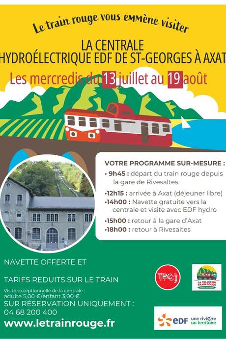 COMBINÉ TRAIN ROUGE + VISITE CENTRALE HYDROÉLECTRIQUE D'AXAT - AU DÉPART DE RIVESALTES