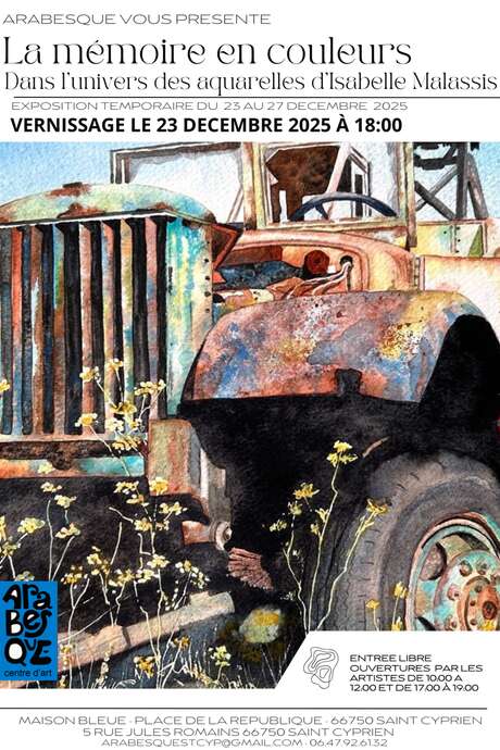 EXPOSITION "LA MÉMOIRE EN COULEURS" PAR ISABELLE MALASSIS CHEZ ARABESQUE