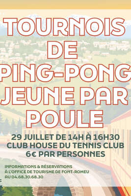 TOURNOI DE PING-PONG JEUNES PAR POULES - MERCREDI 29 JUILLET