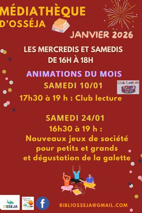 LES ANIMATIONS DE LA MEDIATHEQUE - OSSEJA : NOUVEAUX JEUX DE SOCIÉTÉ + GALETTE