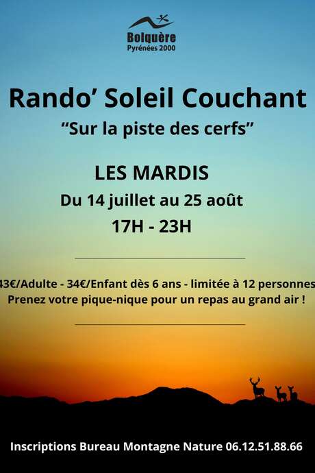 RANDO SOLEIL COUCHANT "SUR LA PISTE DES CERFS"