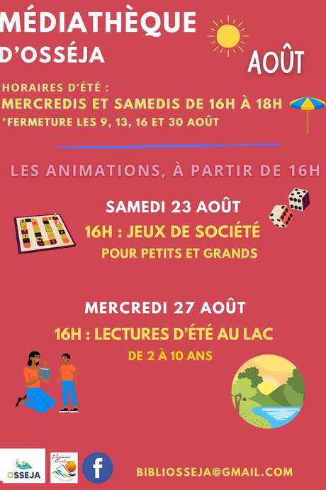 LES ANIMATIONS DE LA MEDIATHEQUE - OSSEJA : JEUX DE SOCIÉTÉ