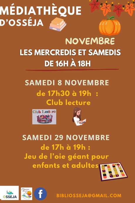 LES ANIMATIONS DE LA MEDIATHEQUE - OSSEJA : CLUB LECTURE