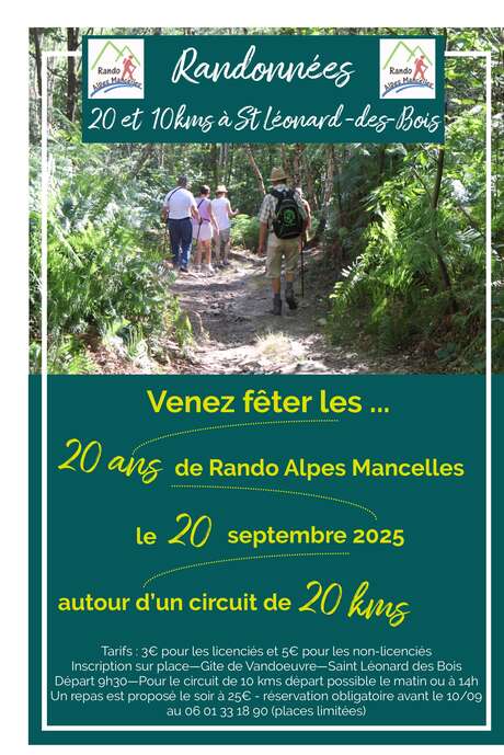 Randonnée de 20 kilomètres pour les 20 ans de Rando Alpes Mancelles