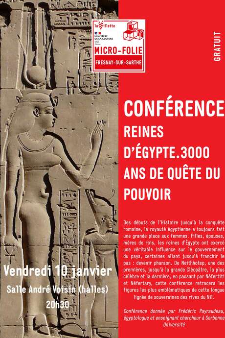 Conférence "Reines d'Égypte, 3000 ans de quête du pouvoir"