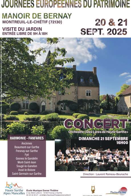 Journées Européennes du Patrimoine - visite libre du Manoir de Bernay et concert Des Lyres de Haute Sarthe