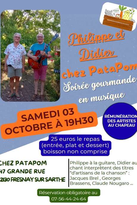 Soirée gourmande en musique avec Philippe et Didier