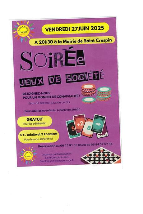 Soirée jeux de société
