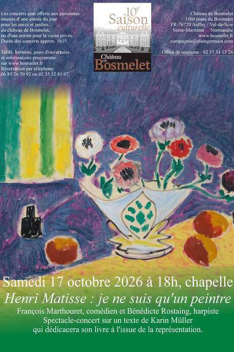 Spectacle-concert au Bosmelet "Henri Matisse : je ne suis qu'un peintre"