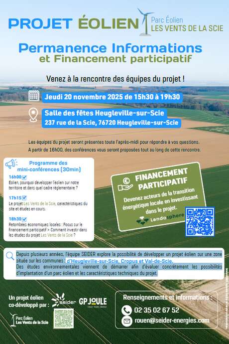 Permanence informations projet éolien, les vents de la Scie