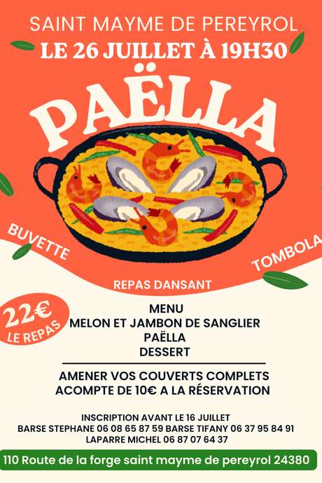 Paella Dinner Dance - St Mayme de Pereyrol - 26.07.2025