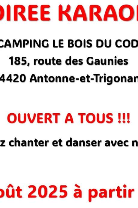 Le jeudi 21 août soirée Karaoké au Camping du Bois Coderc
