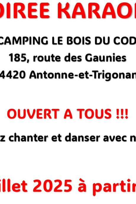 Le jeudi 24 juillet soirée Karaoké/Pizza au Camping du Bois Coderc