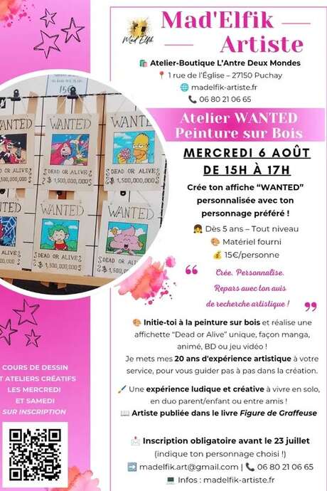 Atelier "Wanted" - peinture sur bois