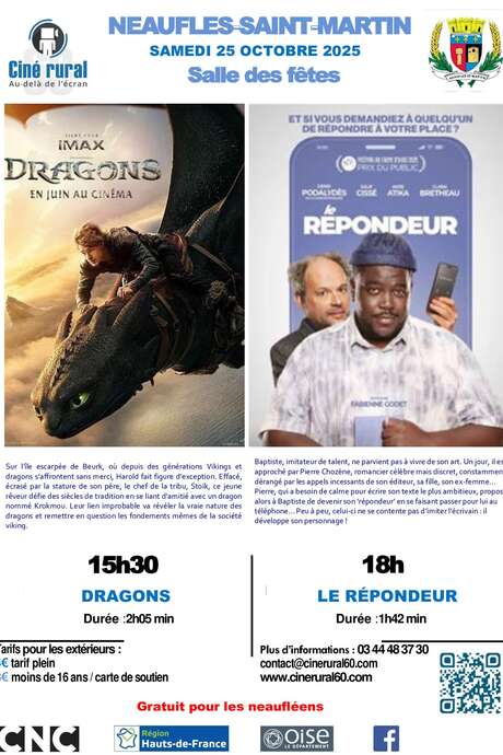 Séances de cinéma "Dragons" et "Le répondeur"