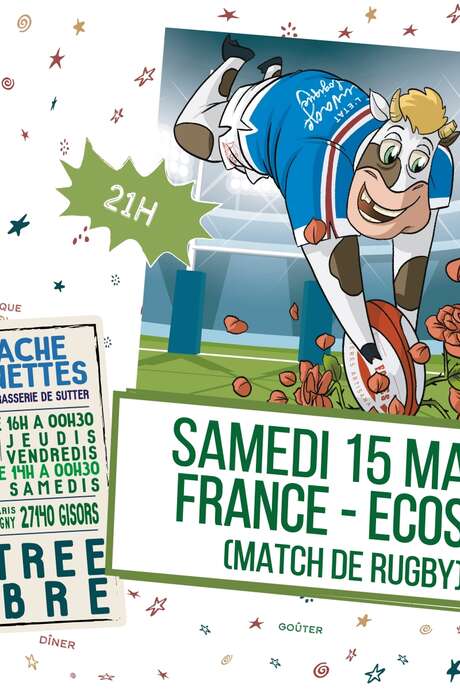 Projection du match de rugby France-Écosse