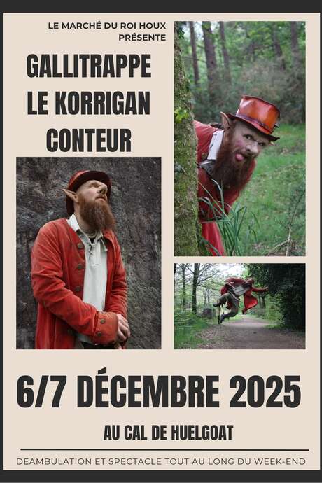 Gallitrappe, le Korrigan Conteur au Marché du Roi de l'hiver à Huelgoat.
