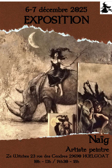 Exposition Naïg artiste peintre à la boutique Ze Witches à Huelgoat.