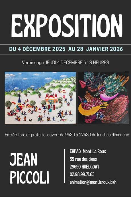 Exposition de Jean Piccoli à l'EHPAD Mont Le Roux à Huelgoat.