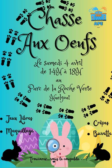 Chasse aux oeufs de l'APE au Parc de la Roche Verte à Huelgoat.